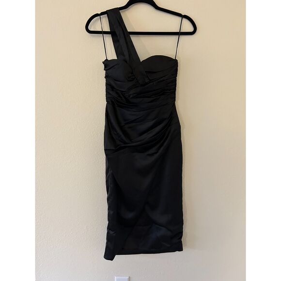 NWT Bardot veda draped satin midi black dress Women's Size S US 4 - Picture 6 of 14